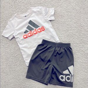Adidas White Tee and Black Shorts Set